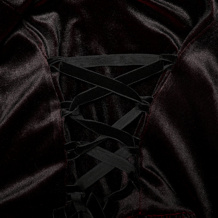 Velvet Off-Shoulder Red Gradient Medieval Dress - image 8
