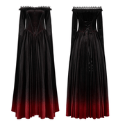 Velvet Off-Shoulder Red Gradient Medieval Dress - image 3