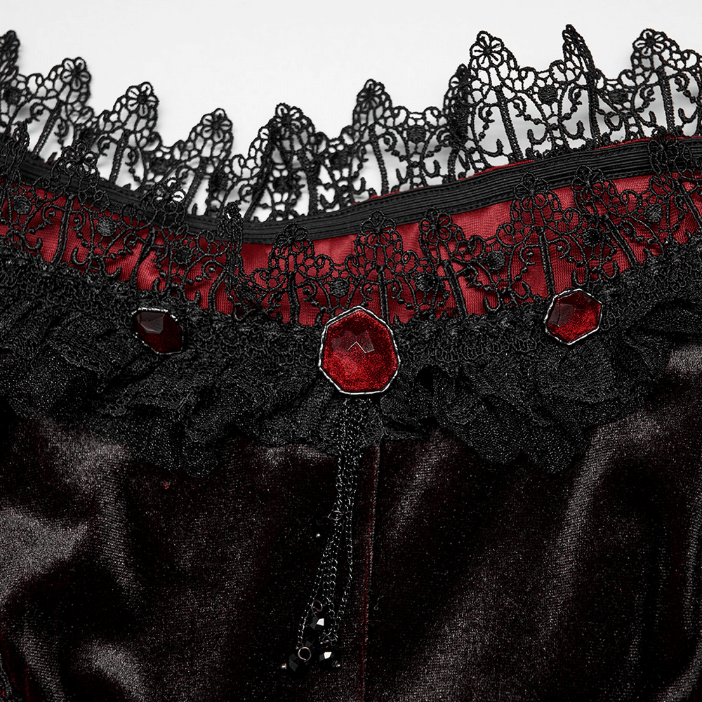 Velvet Off-Shoulder Red Gradient Medieval Dress - image 7