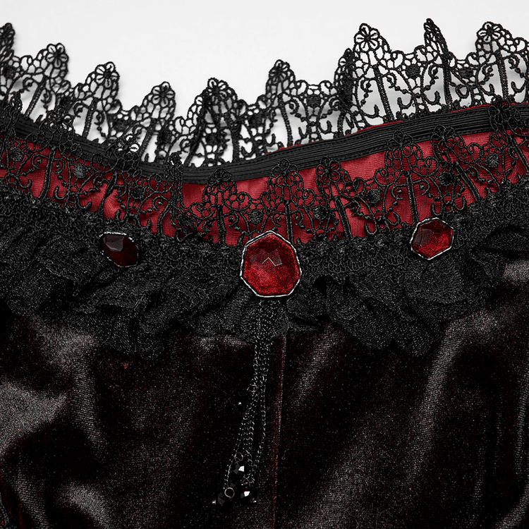 Velvet Off-Shoulder Red Gradient Medieval Dress - image 7