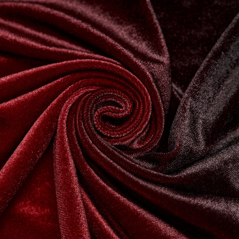 Velvet Off-Shoulder Red Gradient Medieval Dress - image 10