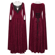 Velvet Rose Gothic Maxi Dress with Flowing Sleeves - image 3
