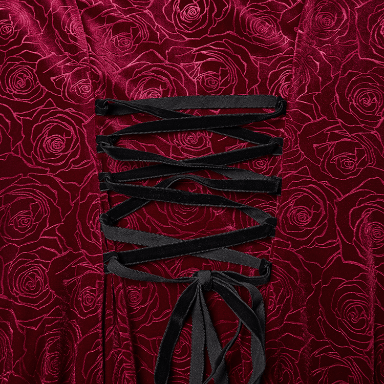 Velvet Rose Gothic Maxi Dress with Flowing Sleeves - image 8