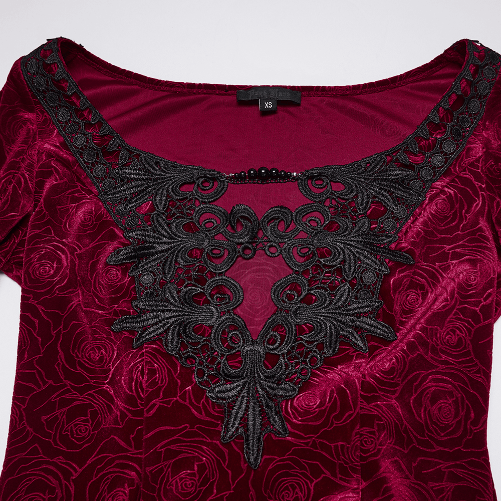 Velvet Rose Gothic Maxi Dress with Flowing Sleeves - image 10