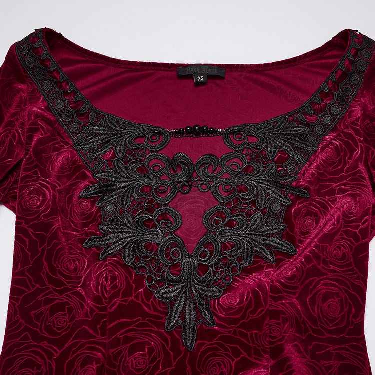 Velvet Rose Gothic Maxi Dress with Flowing Sleeves - image 10