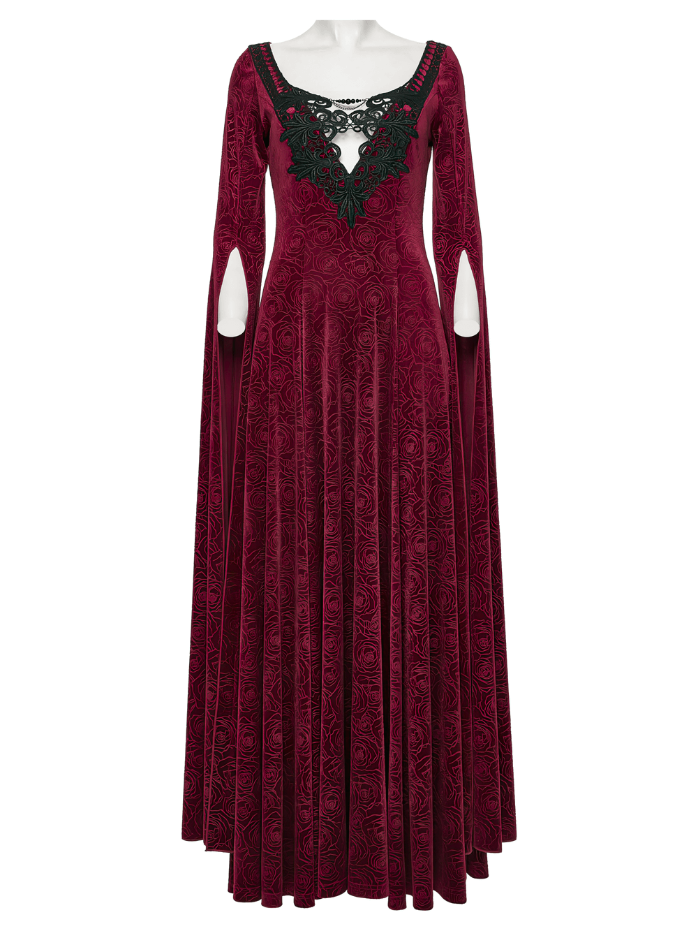 Velvet Rose Gothic Maxi Dress with Flowing Sleeves - image 4