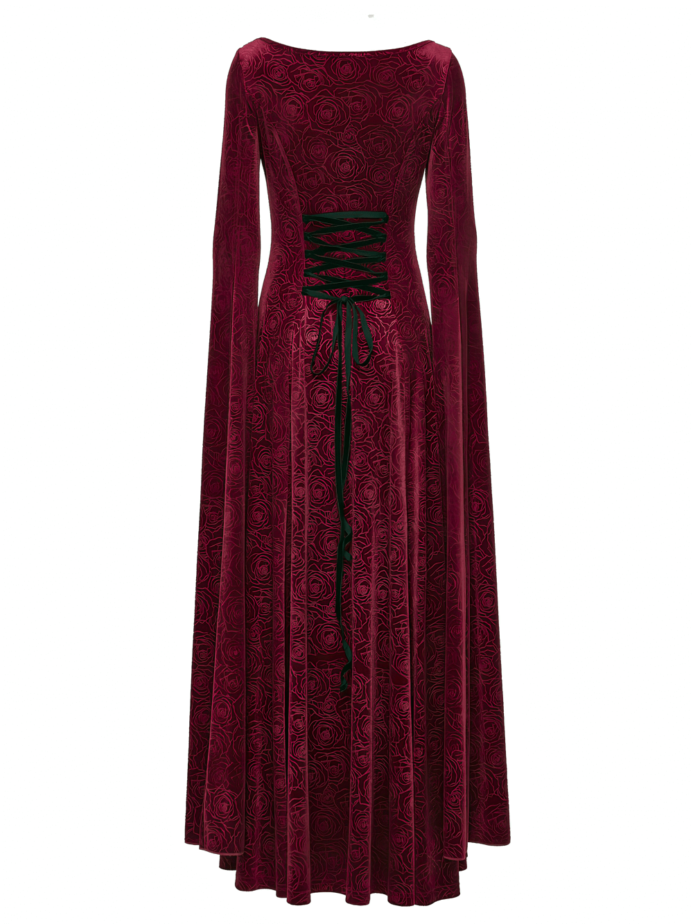 Velvet Rose Gothic Maxi Dress with Flowing Sleeves - image 6