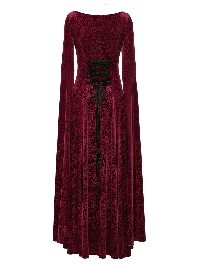 Velvet Rose Gothic Maxi Dress with Flowing Sleeves - image 6