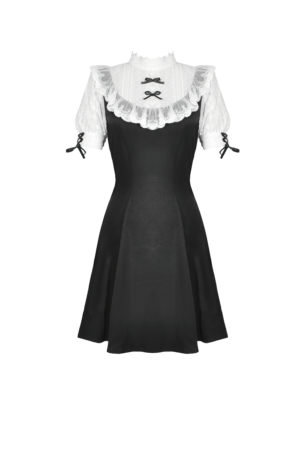 Victorian Black White Midi Dress - Gothic Lolita Style - image 4