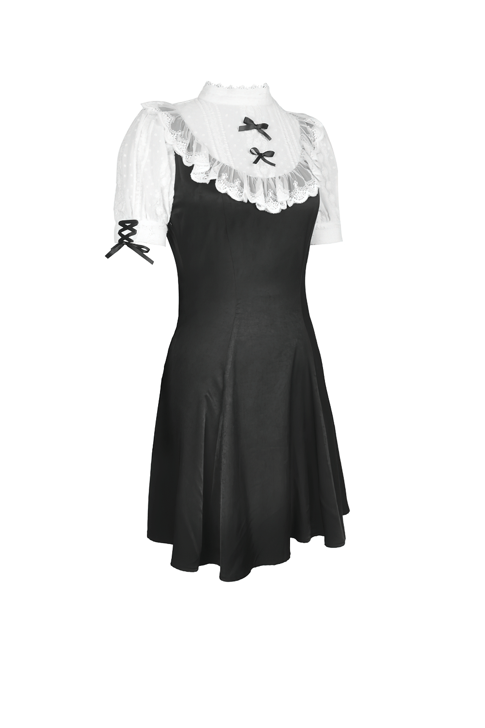 Victorian Black White Midi Dress - Gothic Lolita Style - image 5