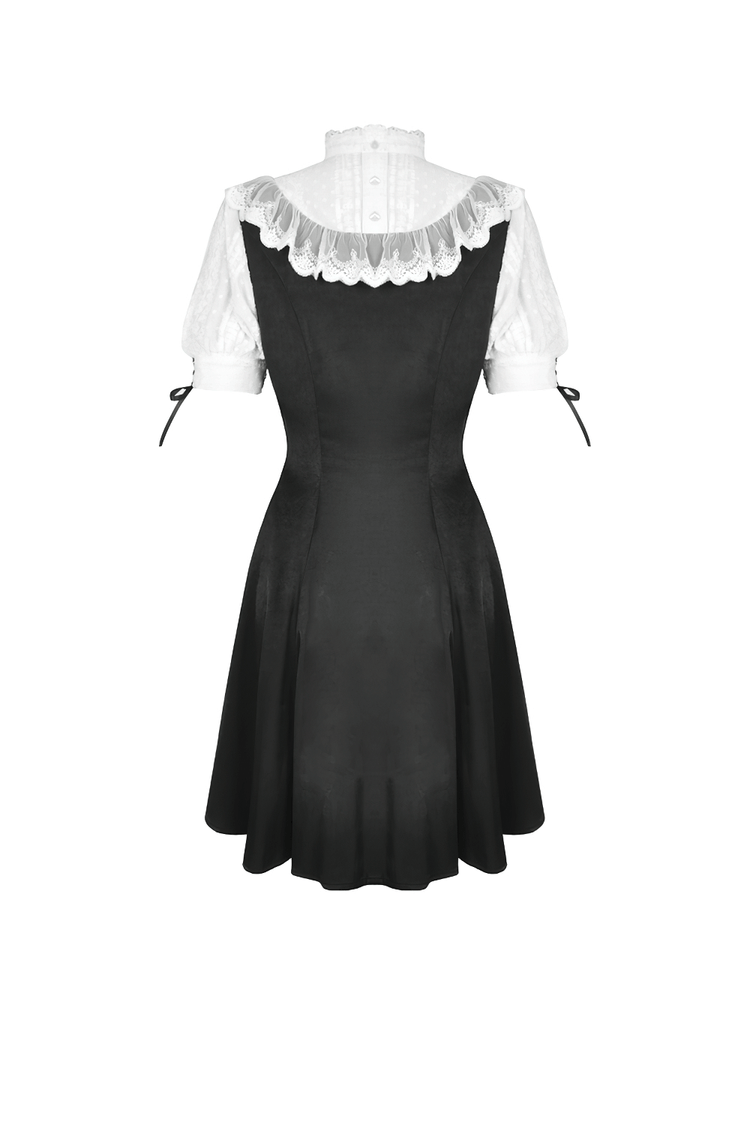 Victorian Black White Midi Dress - Gothic Lolita Style - image 6