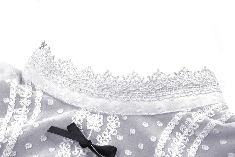 Victorian Black White Midi Dress - Gothic Lolita Style - image 7
