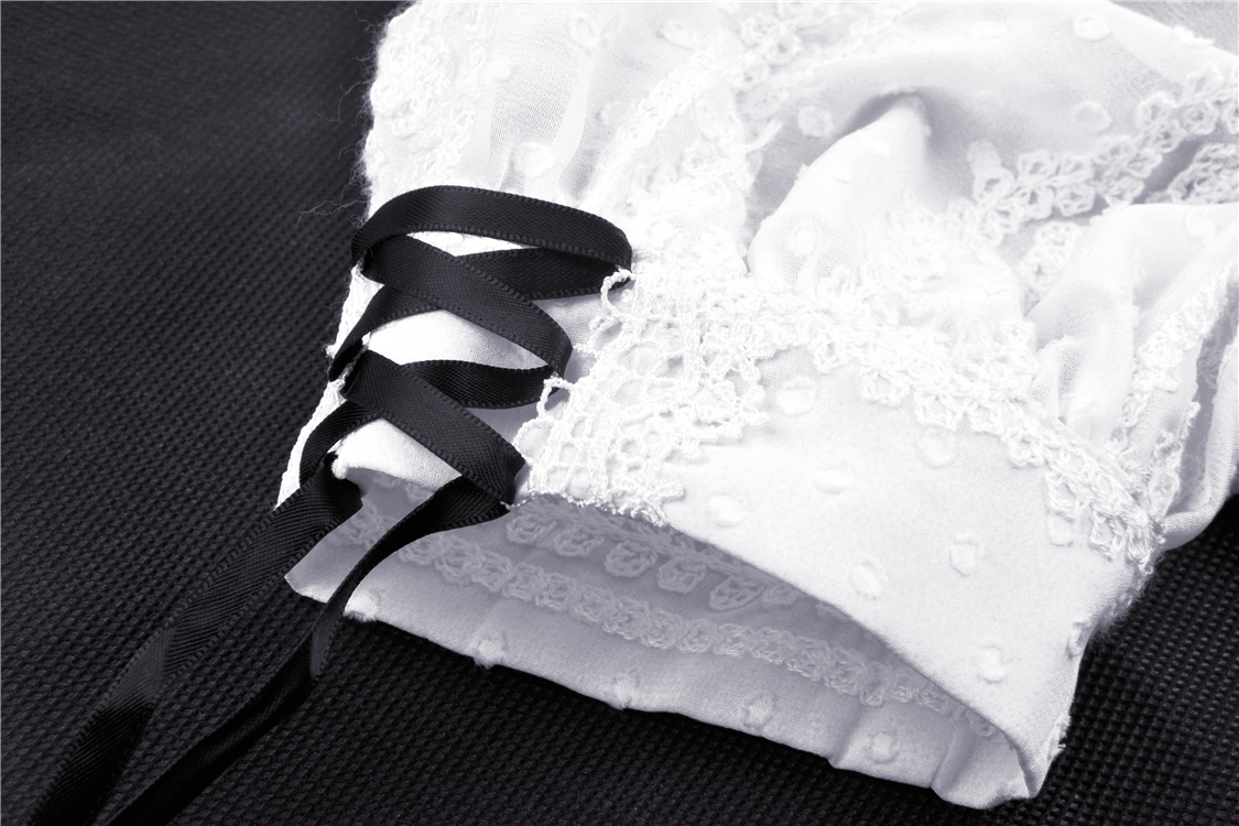 Victorian Black White Midi Dress - Gothic Lolita Style - image 10