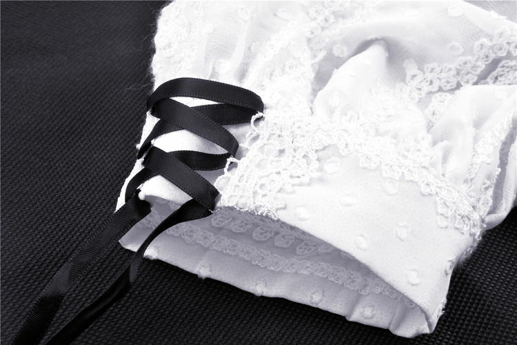 Victorian Black White Midi Dress - Gothic Lolita Style - image 10