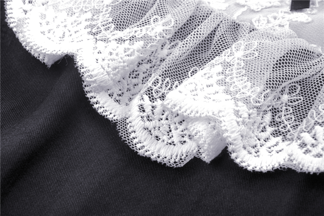Victorian Black White Midi Dress - Gothic Lolita Style - image 9