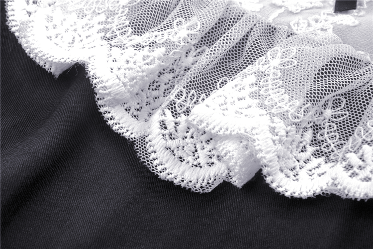 Victorian Black White Midi Dress - Gothic Lolita Style - image 9
