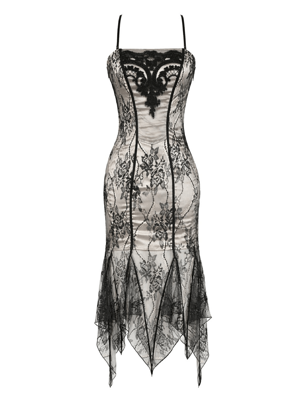 Victorian Bodycon Dress with Asymmetric Lace Hem - image 4