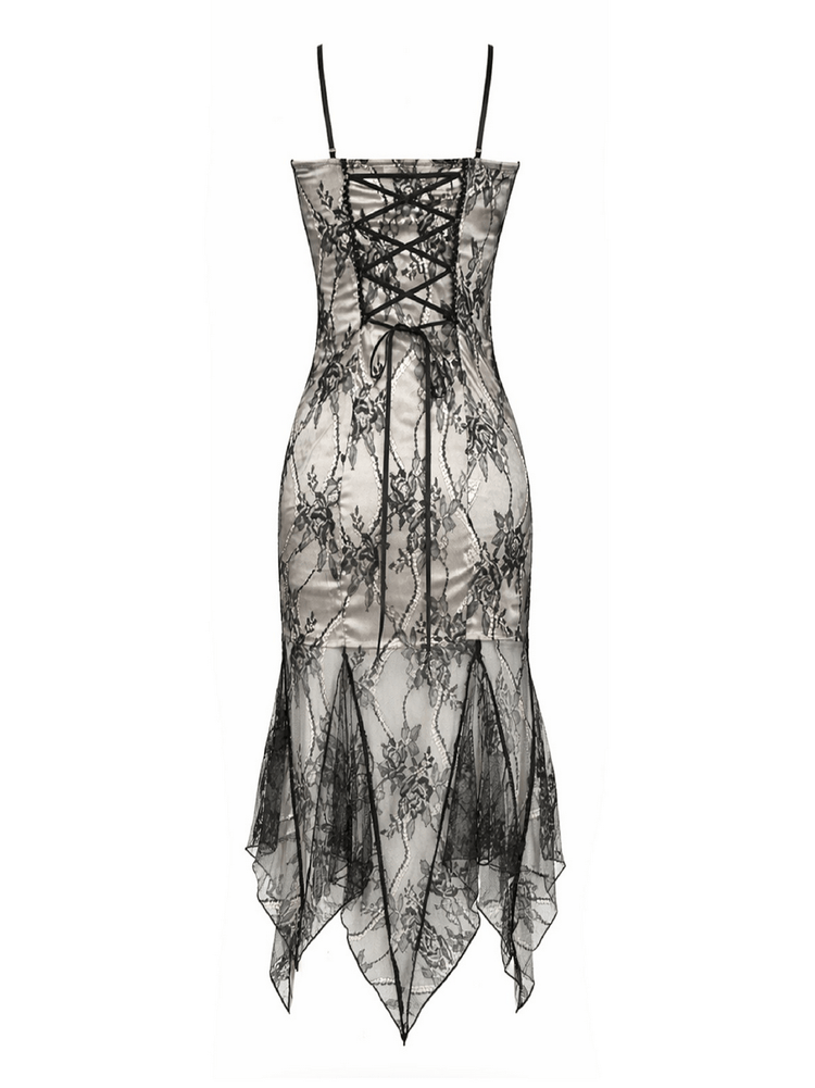 Victorian Bodycon Dress with Asymmetric Lace Hem - image 5