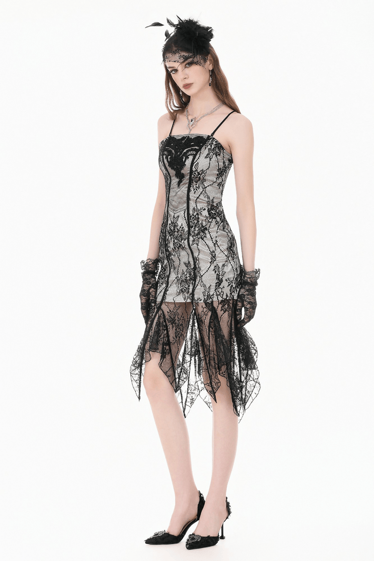 Victorian Bodycon Dress with Asymmetric Lace Hem - image 14