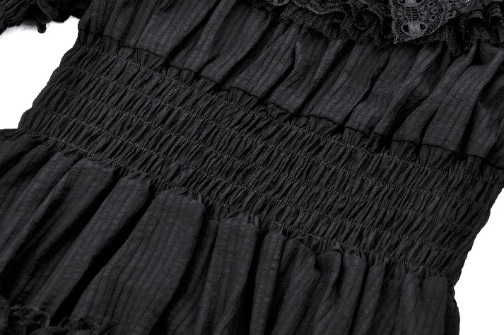 Victorian Gothic Black Lace Dress with Ruffle Details - image 7
