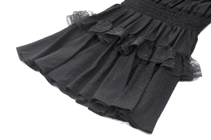 Victorian Gothic Black Lace Dress with Ruffle Details - image 8