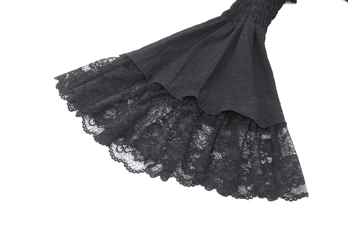 Victorian Gothic Black Lace Dress with Ruffle Details - image 9