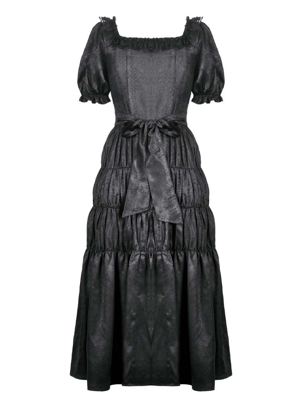 Victorian Gothic Black Puff-Sleeved Long Dress - image 5
