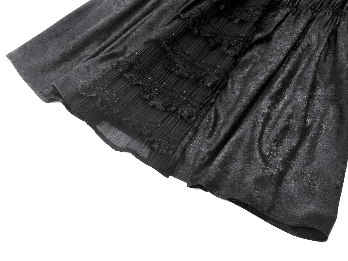 Victorian Gothic Black Puff-Sleeved Long Dress - image 8
