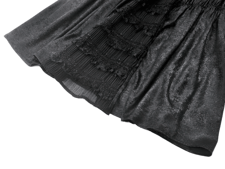 Victorian Gothic Black Puff-Sleeved Long Dress - image 8