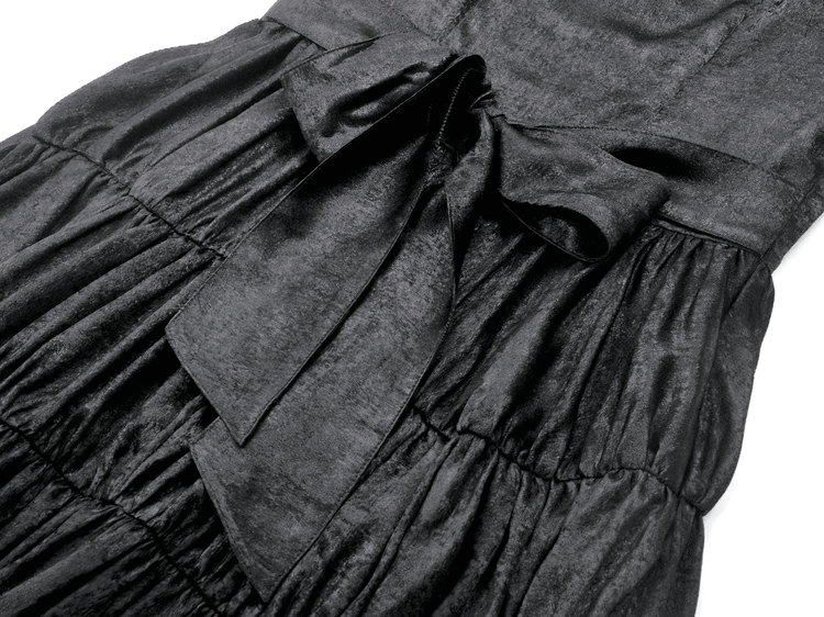 Victorian Gothic Black Puff-Sleeved Long Dress - image 10
