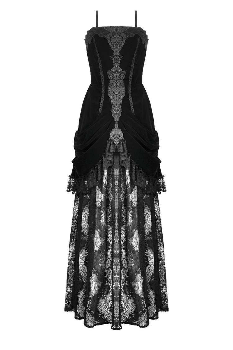 Victorian Gothic Lace and Velvet Layered Evening Dress - image 4