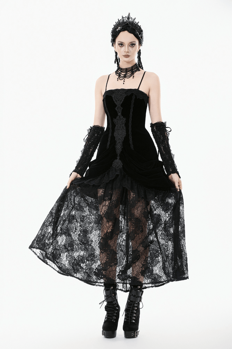 Victorian Gothic Lace and Velvet Layered Evening Dress - image 7