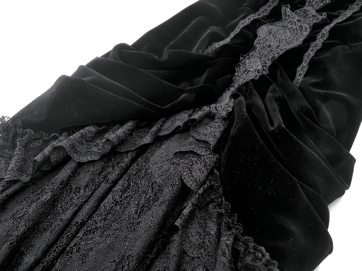 Victorian Gothic Lace and Velvet Layered Evening Dress - image 12