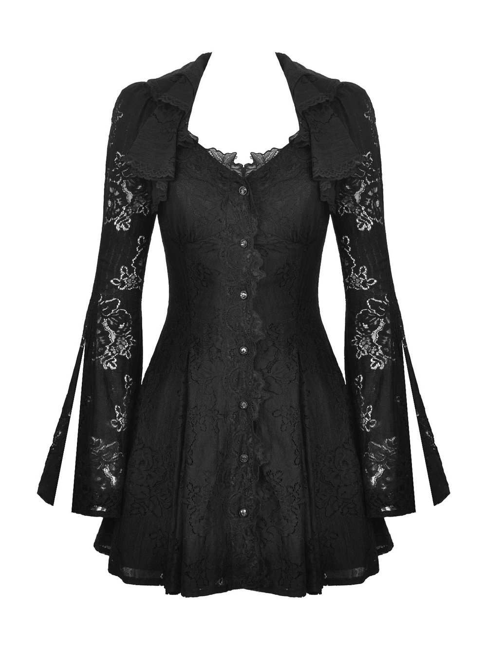 Victorian Gothic Lace Mini Dress with Corset Back - image 4