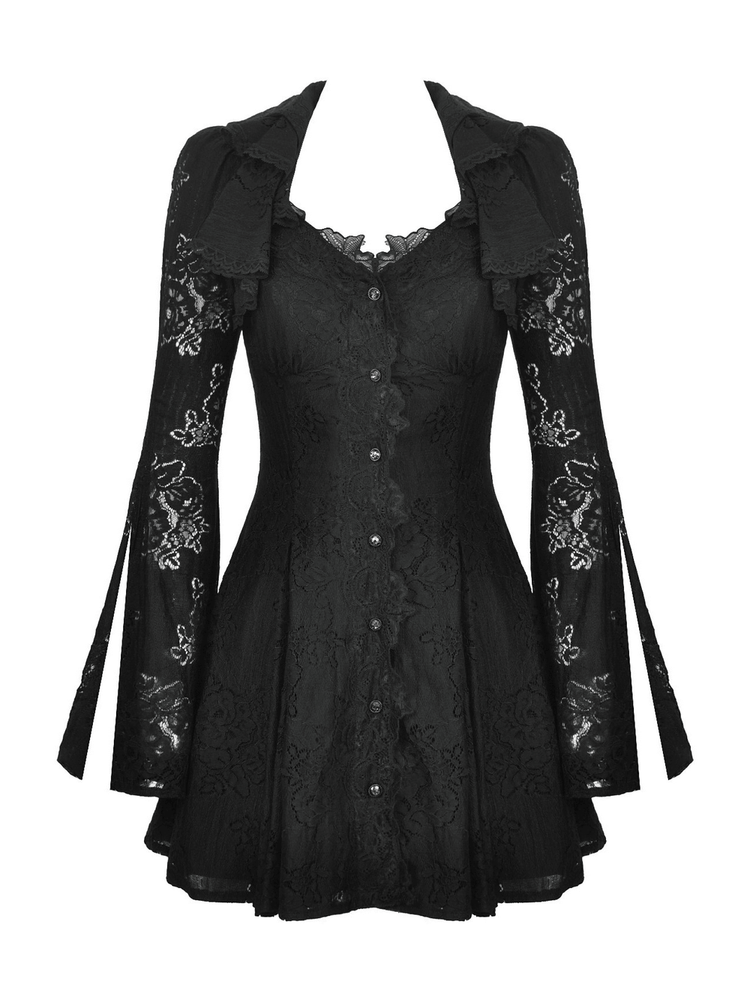 Victorian Gothic Lace Mini Dress with Corset Back - image 4
