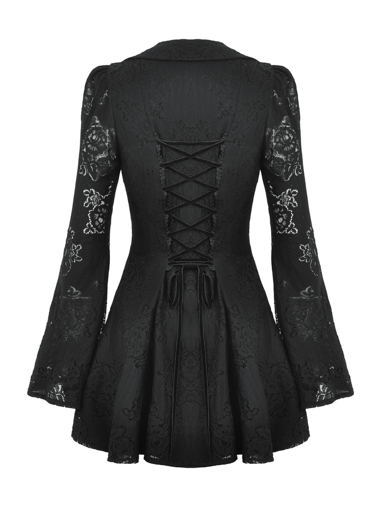 Victorian Gothic Lace Mini Dress with Corset Back - image 5