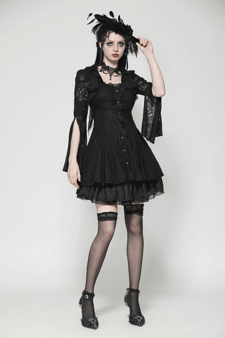 Victorian Gothic Lace Mini Dress with Corset Back - image 11