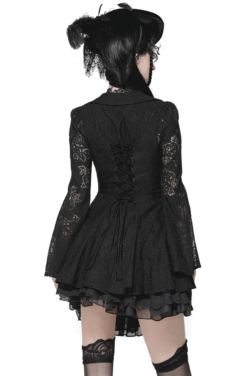 Victorian Gothic Lace Mini Dress with Corset Back - image 2
