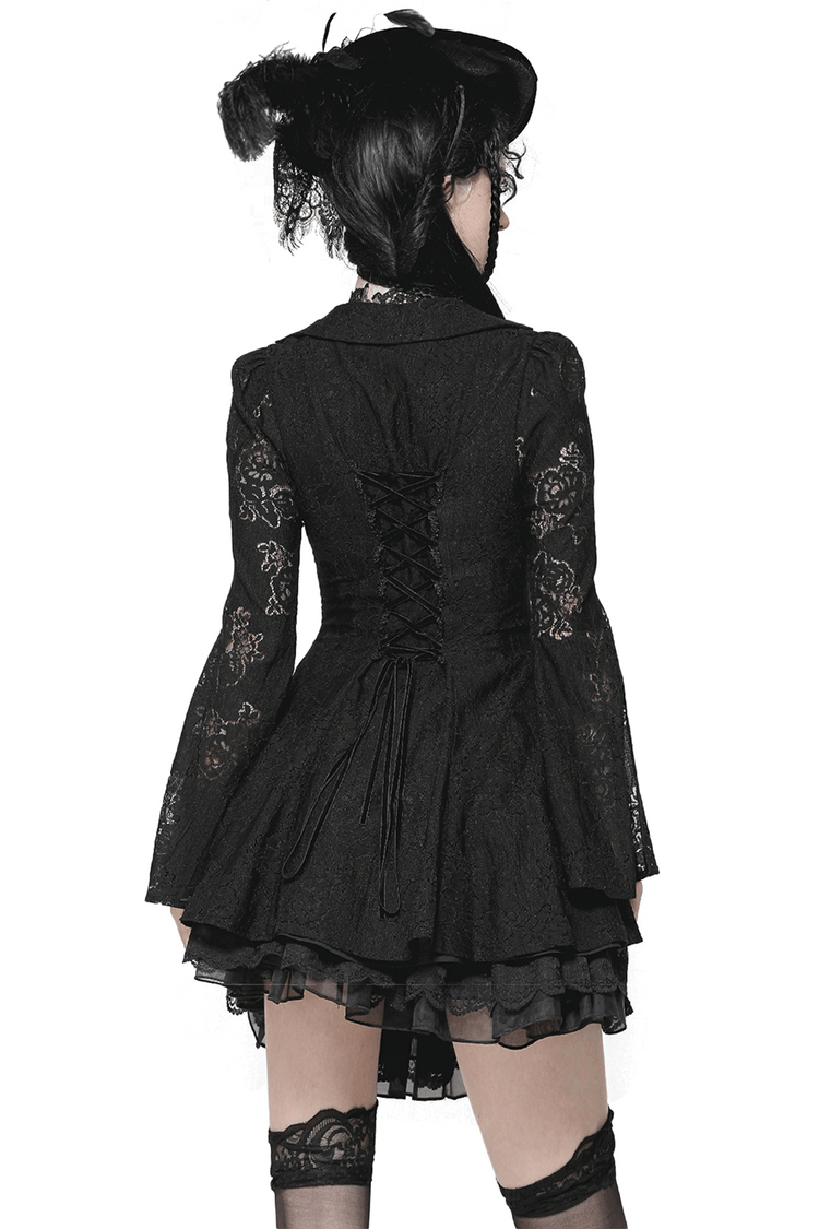 Victorian Gothic Lace Mini Dress with Corset Back - image 2
