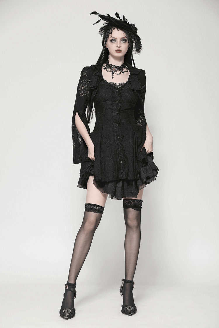 Victorian Gothic Lace Mini Dress with Corset Back - image 13