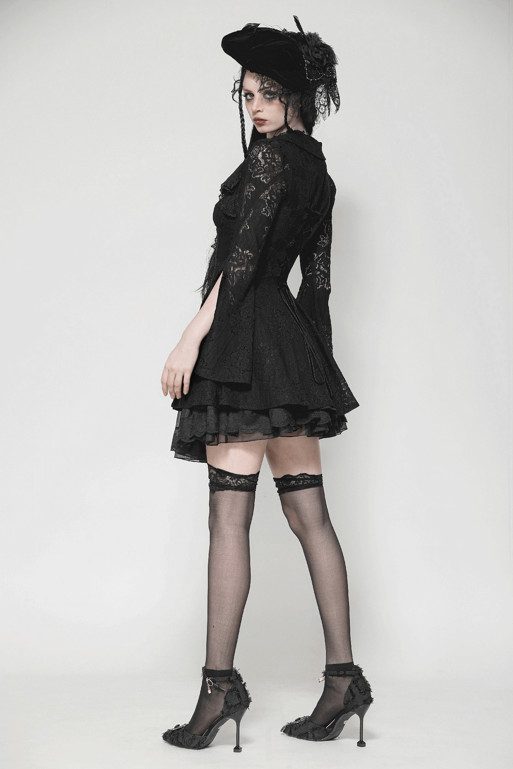 Victorian Gothic Lace Mini Dress with Corset Back - image 14
