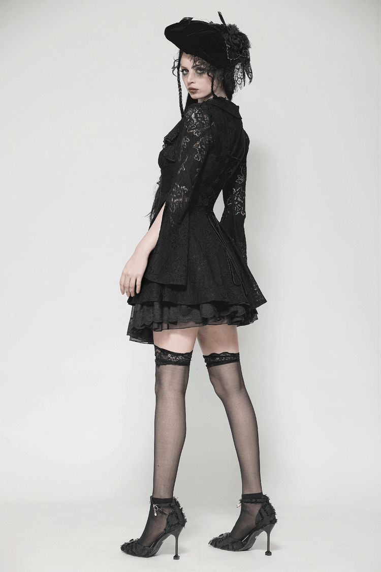 Victorian Gothic Lace Mini Dress with Corset Back - image 14