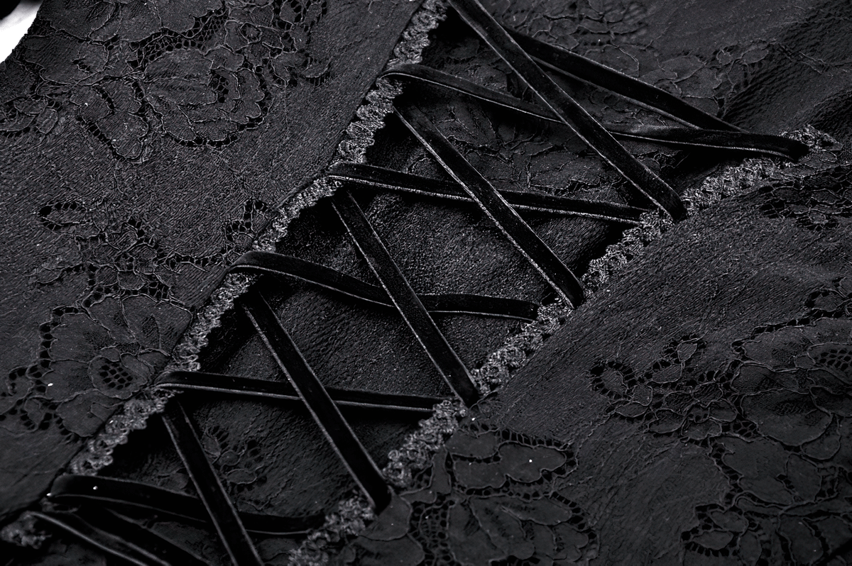 Victorian Gothic Lace Mini Dress with Corset Back - image 9