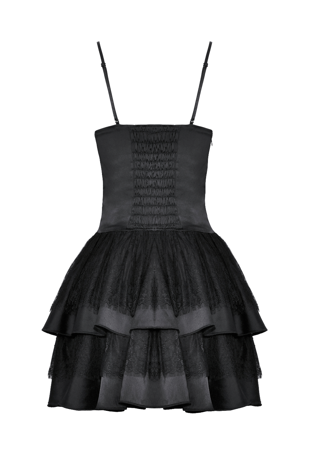Victorian-Inspired Black Pink Lace Layered Mini Dress - image 5