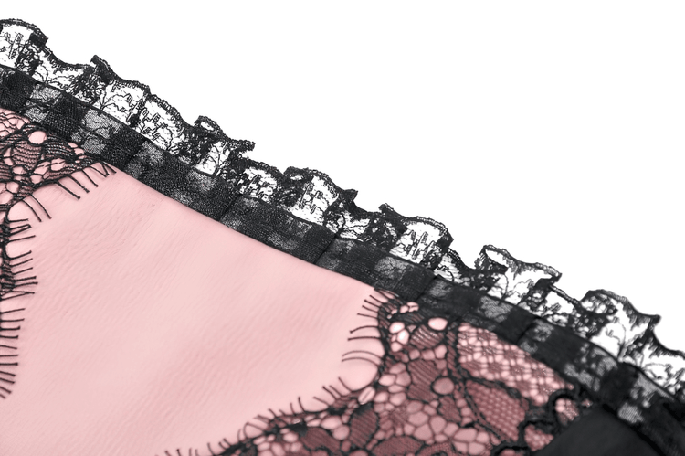 Victorian-Inspired Black Pink Lace Layered Mini Dress - image 9