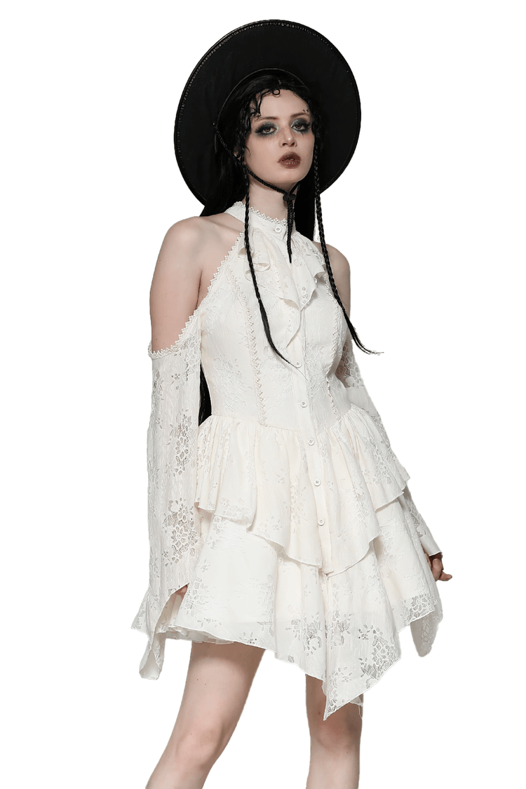 Victorian Lace Dress with Open Shoulder Design - image 1
