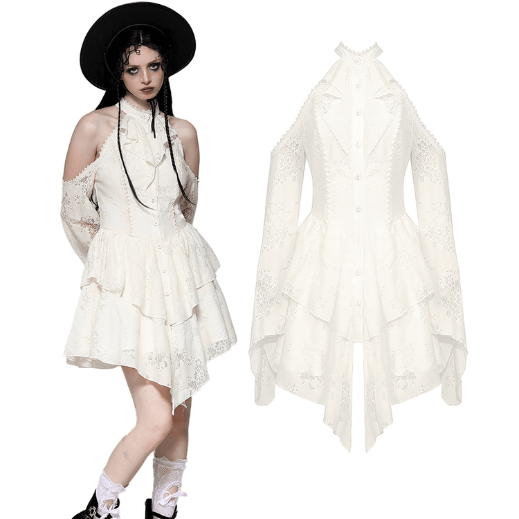 Victorian Lace Dress with Open Shoulder Design - image 3