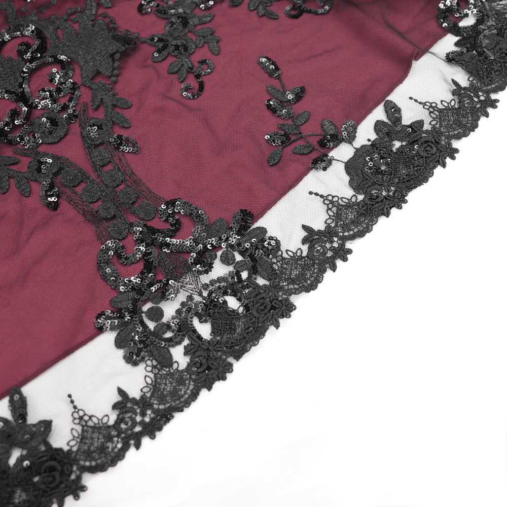 Victorian Lace-Up Dress with Beaded Detail and Ruffles - image 12