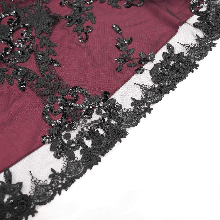 Victorian Lace-Up Dress with Beaded Detail and Ruffles - image 12