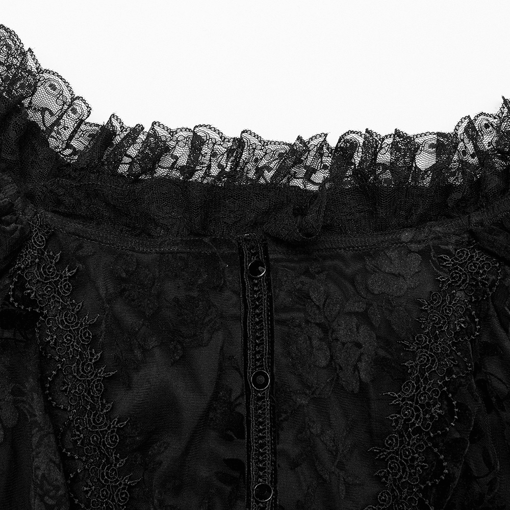 Victorian Short Sleeved Flocking Lace Layered Goth Dress - image 8
